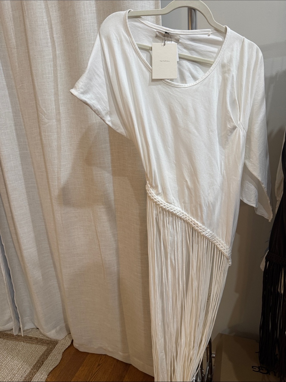 Faithfull the brand White Fringe Maxi Dress with Batwing Sleeves - Picture 3 of 5